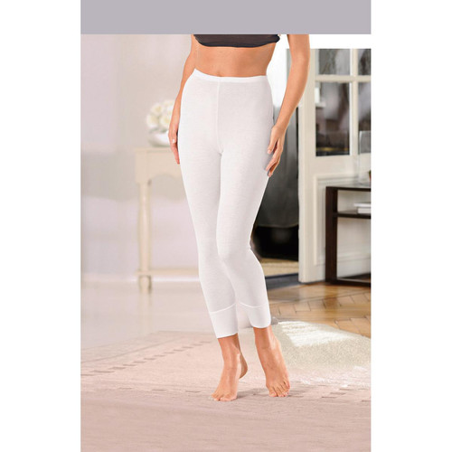 Caleçon long fine côte femme blanc - Damart - Damart underwear