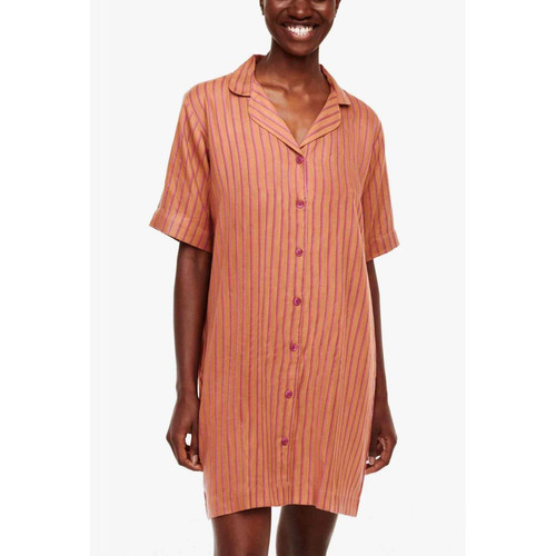 Haut de pyjama - Chemise Longue à manches courtes - Orange Femilet  - ANNA en viscose - Femilet - Lingerie nuit promotion